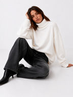 Chenille Ribbed Polo Neck Jumper