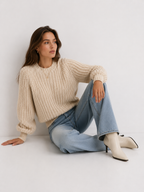 Chunky Fisherman Knit Mock-Neck Jumper