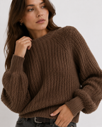 Chunky Fisherman Knit Mock-Neck Jumper
