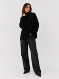 Oversized Rib-Trim Roll Neck Jumper