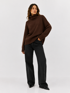 Oversized Rib-Trim Roll Neck Jumper