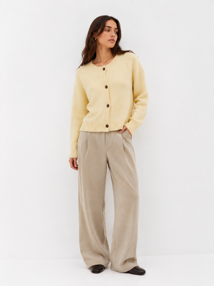 Button-Front Cropped Knit Cardigan