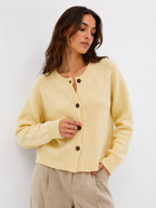 Button-Front Cropped Knit Cardigan