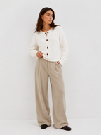 Button-Front Cropped Knit Cardigan
