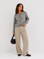 Button-Front Cropped Knit Cardigan