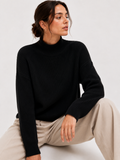 Fleece-Lined Ribbed Mock-Neck Jumper