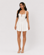 Sun-Drenched Lace-Trim Corset Mini Dress