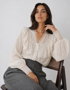 Vintage-Inspired Ruffled Lace Blouse