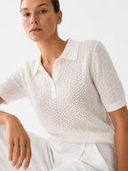 Pointelle Knit Short Sleeve Polo Shirt