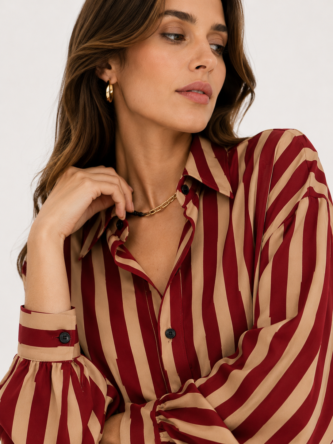 Bold Striped Long Sleeve Blouse
