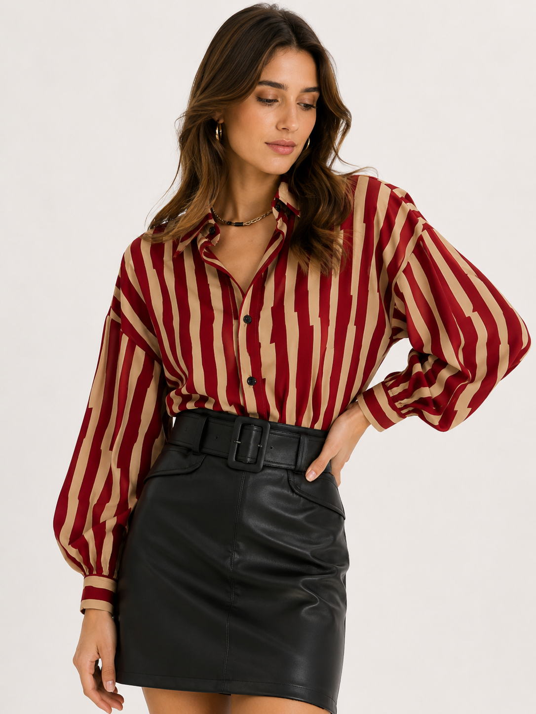 Bold Striped Long Sleeve Blouse
