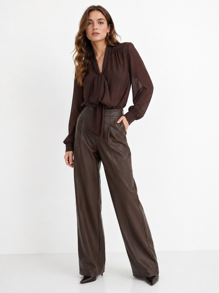 Sheer Tie-Neck Blouse