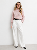 Pinstriped Asymmetric Button Blouse