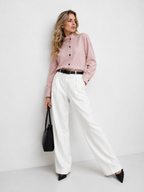Pinstriped Asymmetric Button Blouse