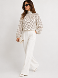 High-Neck Polka Dot Blouse