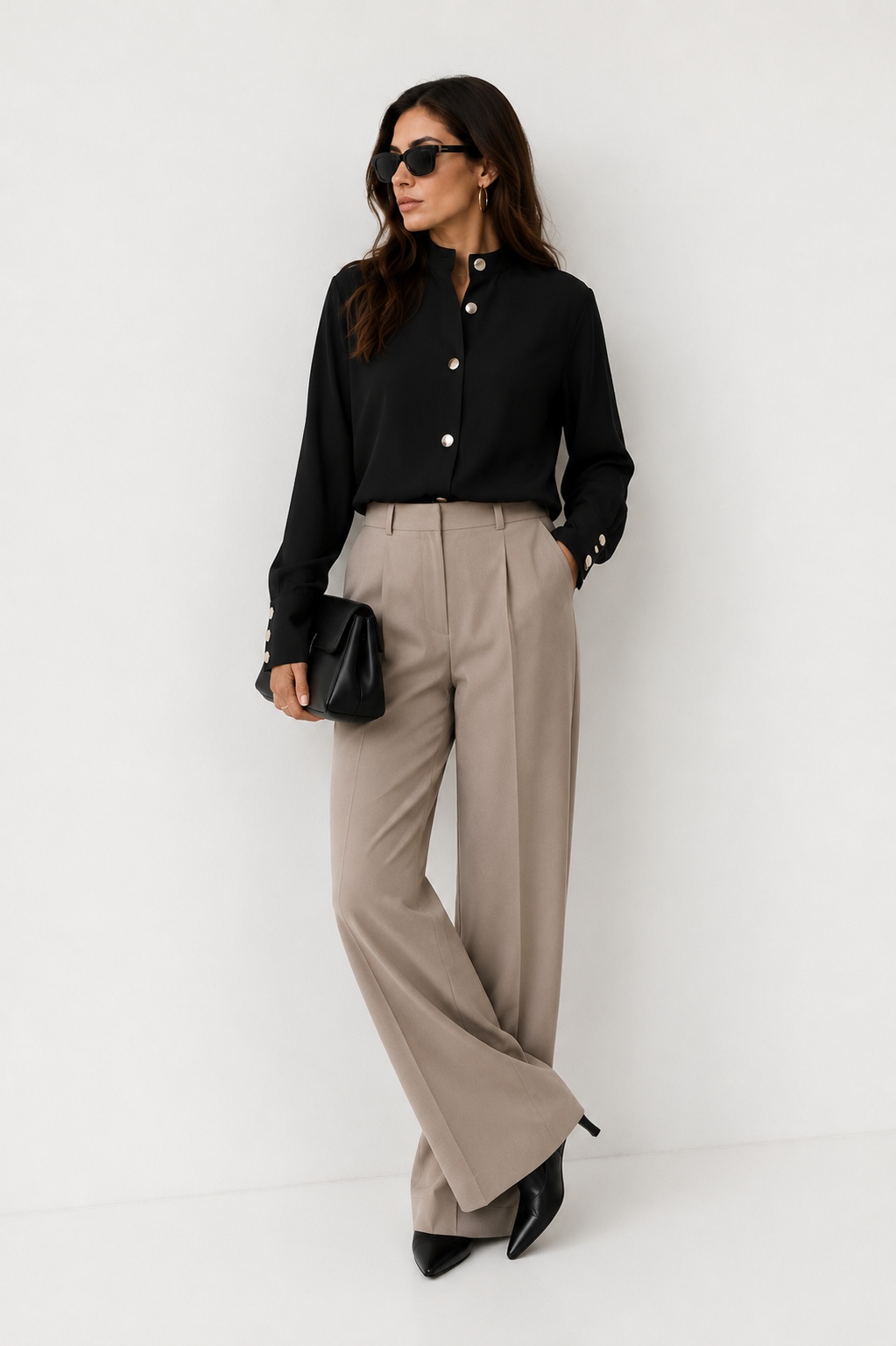 Minimalist Round-Neck Button Blouse