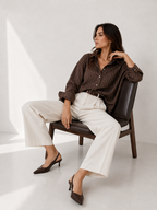 Oversized Brown Striped Shirt