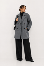 Herringbone Wool-Blend Double-Breasted Peacoat