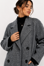 Herringbone Wool-Blend Double-Breasted Peacoat