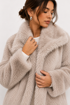 Faux-Fur Cropped Jacket with Oversized Lapels