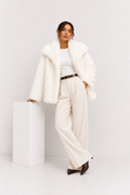 Faux-Fur Cropped Jacket with Oversized Lapels