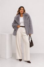 Faux-Fur Cropped Jacket with Oversized Lapels