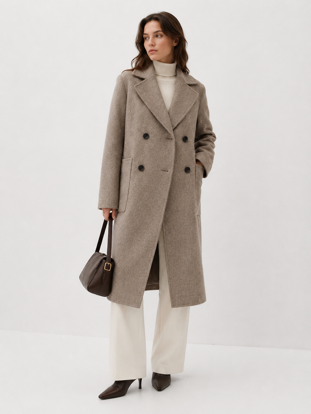 Oversized Double-Breasted Wool-Blend Overcoat