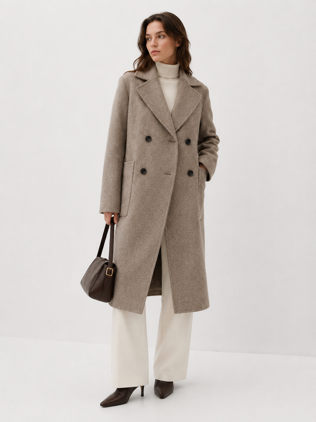 Oversized Double-Breasted Wool-Blend Overcoat