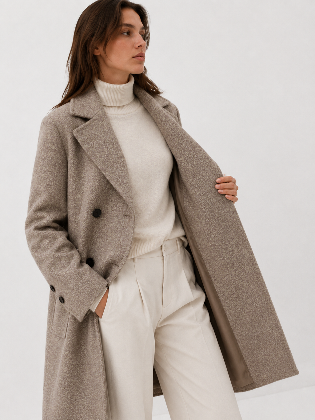 Oversized Double-Breasted Wool-Blend Overcoat