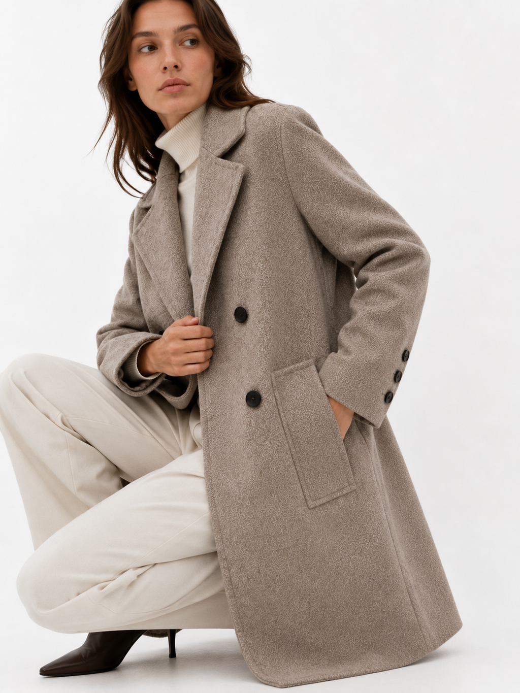 Oversized Double-Breasted Wool-Blend Overcoat