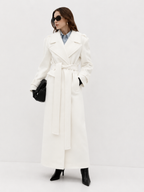 Oversized Notch-Lapel Coat in Winter Ivory