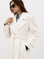 Oversized Notch-Lapel Coat in Winter Ivory