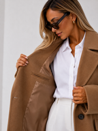 Maxi-Length Oversized Double-Breasted Wool Coat
