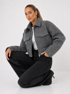 Cropped Textured Wool-Blend Bomber Jacket