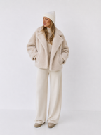 Premium Teddy Shearling Jacket in Cream