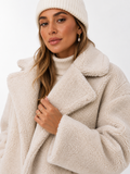 Premium Teddy Shearling Jacket in Cream