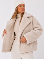 Premium Teddy Shearling Jacket in Cream
