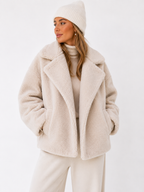 Premium Teddy Shearling Jacket in Cream