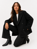 Oversized Double-Breasted Wool Blend Pea Coat