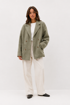 Oversized Textured Wool-Blend Short Coat