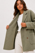 Oversized Textured Wool-Blend Short Coat