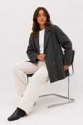 Oversized Textured Wool-Blend Short Coat