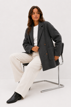 Oversized Textured Wool-Blend Short Coat