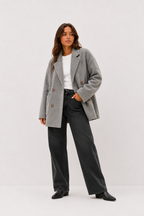 Oversized Textured Wool-Blend Short Coat