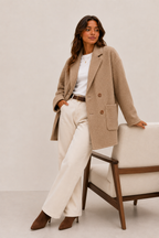 Oversized Textured Wool-Blend Short Coat