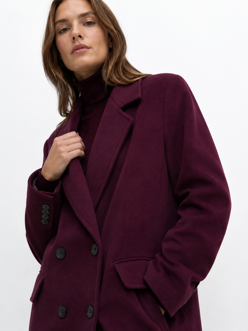 Double Breasted Wool Blend Longline Coat