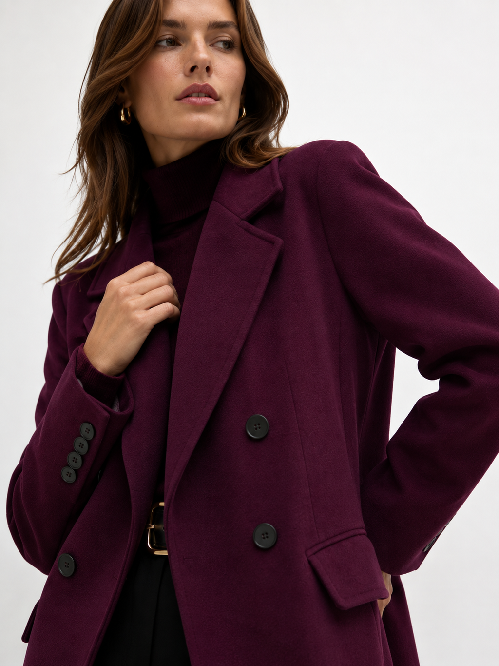 Double Breasted Wool Blend Longline Coat