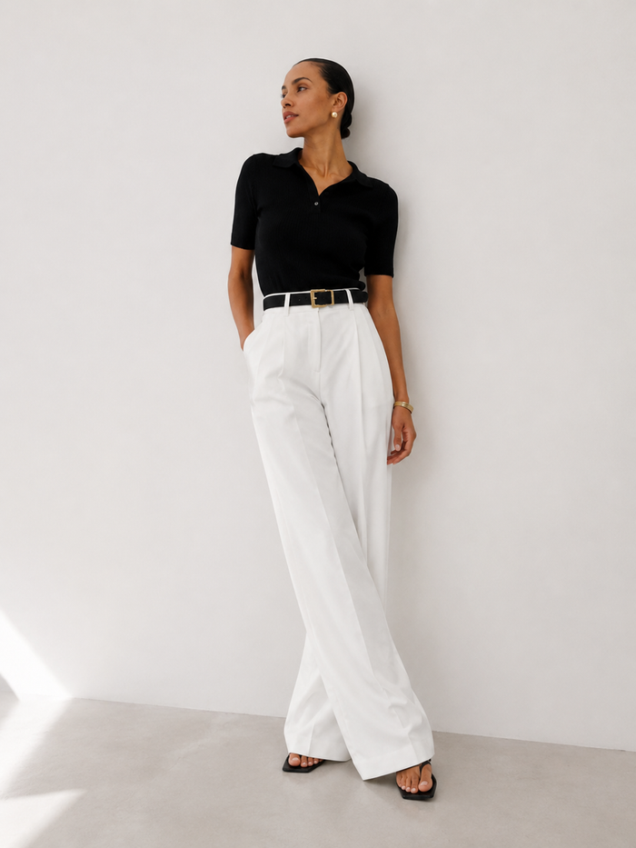 High-Waisted Wide-Leg Trousers