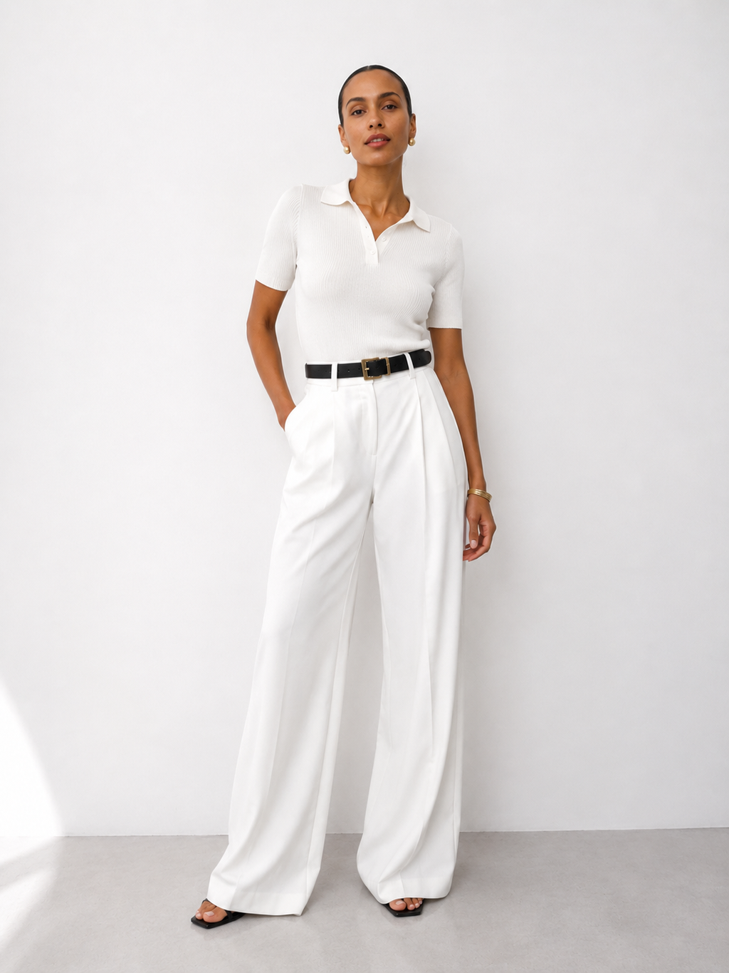 High-Waisted Wide-Leg Trousers