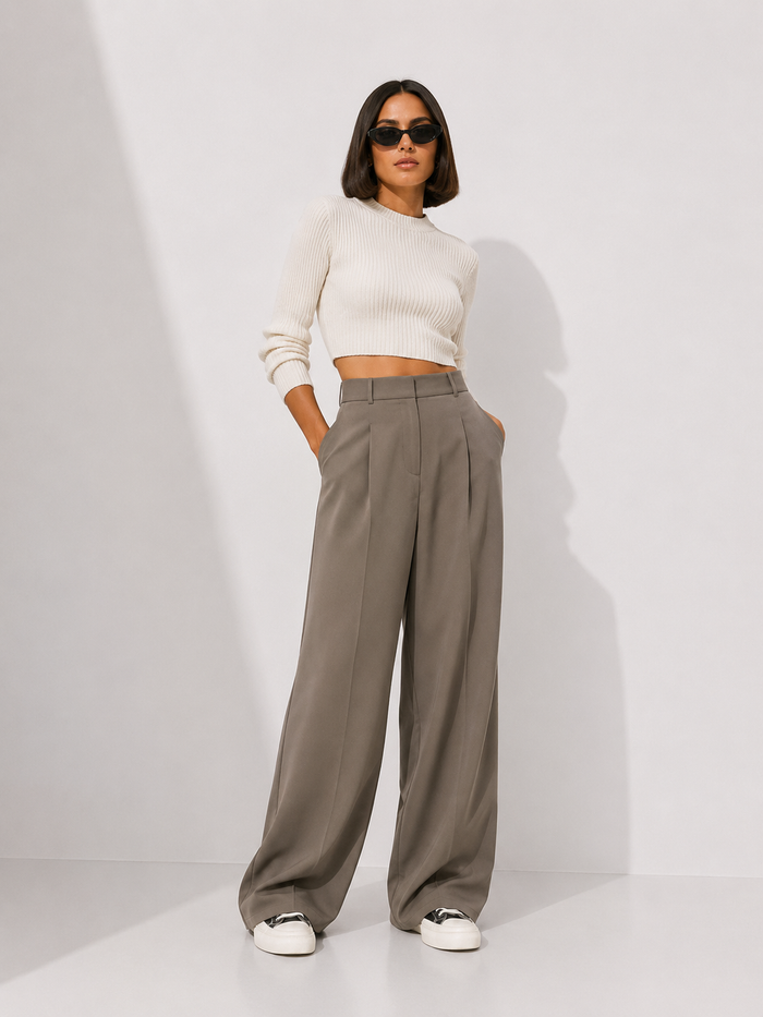 Wide-Leg Tailored Trousers